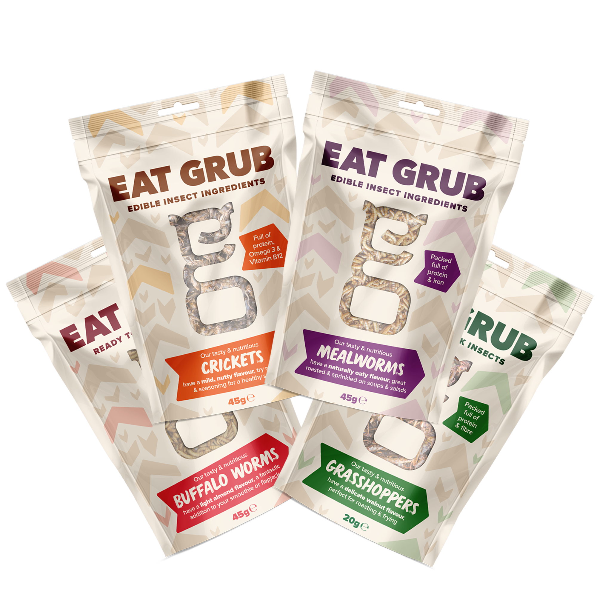 Eat Grub Starter Pack - Grasshoppers, Crickets, Mealworms, Buffalo Worms