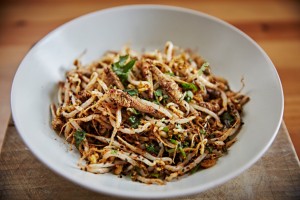 spicy grasshoppers with beansprouts