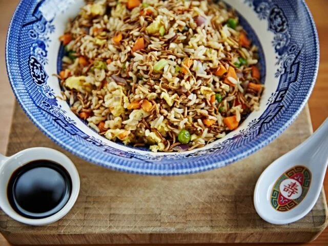buffalo worm fried rice